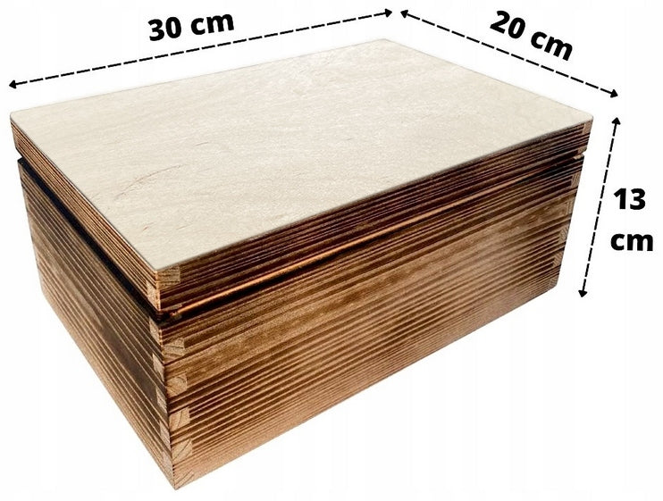 Skrzynka drewniana z wiekiem 40x30x13CM PUDEŁKO DREWNIANE NA PREZENT