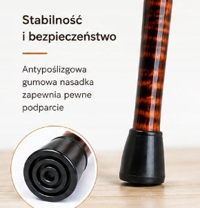 Laska Drewniana Inwalidzka Spacerowa Do Chodzenia Zaokrąglona Gięta 94cm