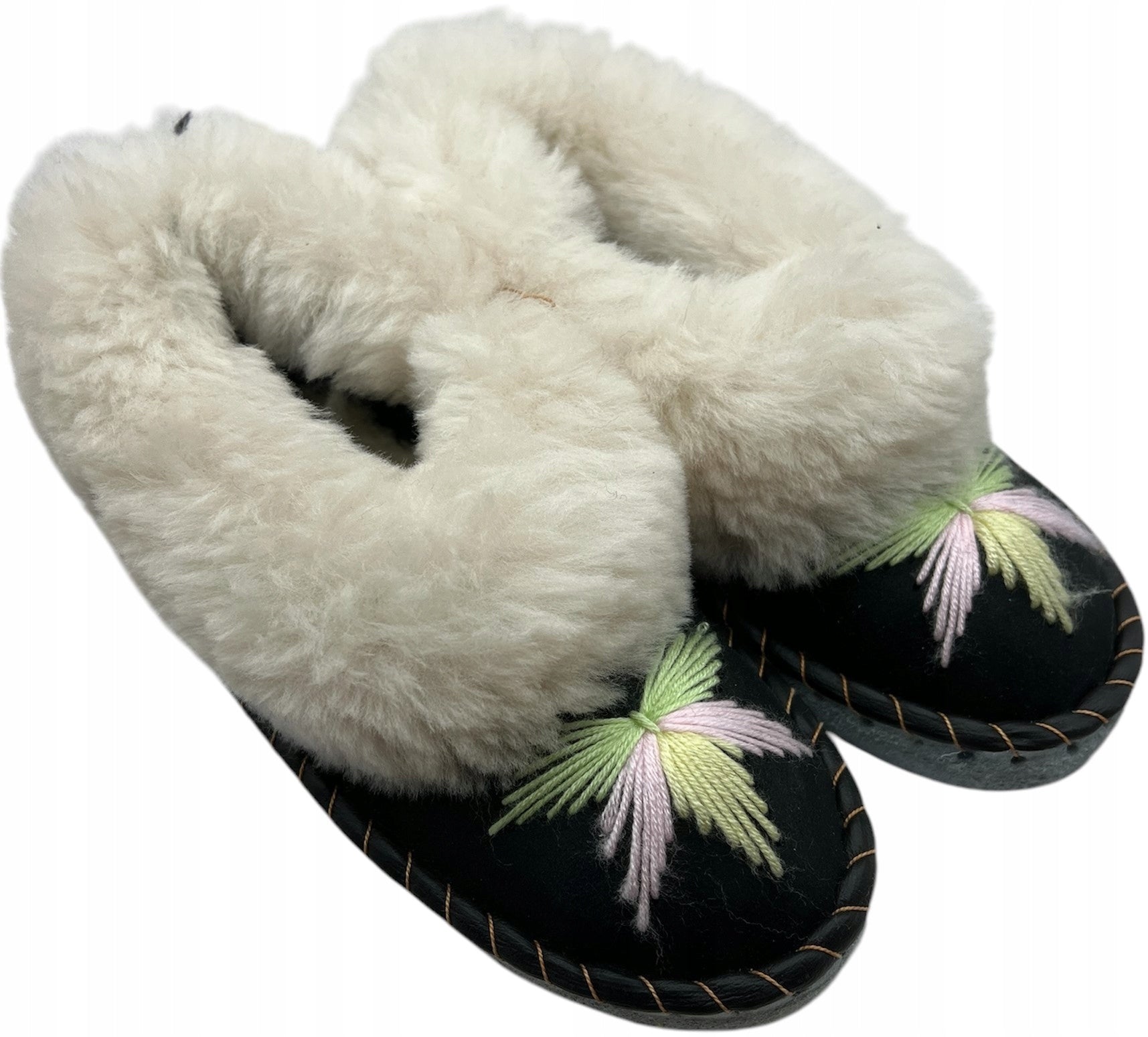 Ciepłe Kapcie Pantofle Damskie Góralskie Bambosze Wełniane Laczki 35-43